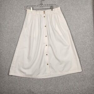 Vintage Chaus Petites Skirt Womens 12‎ Button Front A-Line Pockets Midi 90s